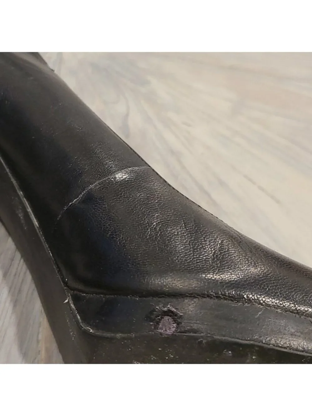 Franco Sarto blk leather platform heels